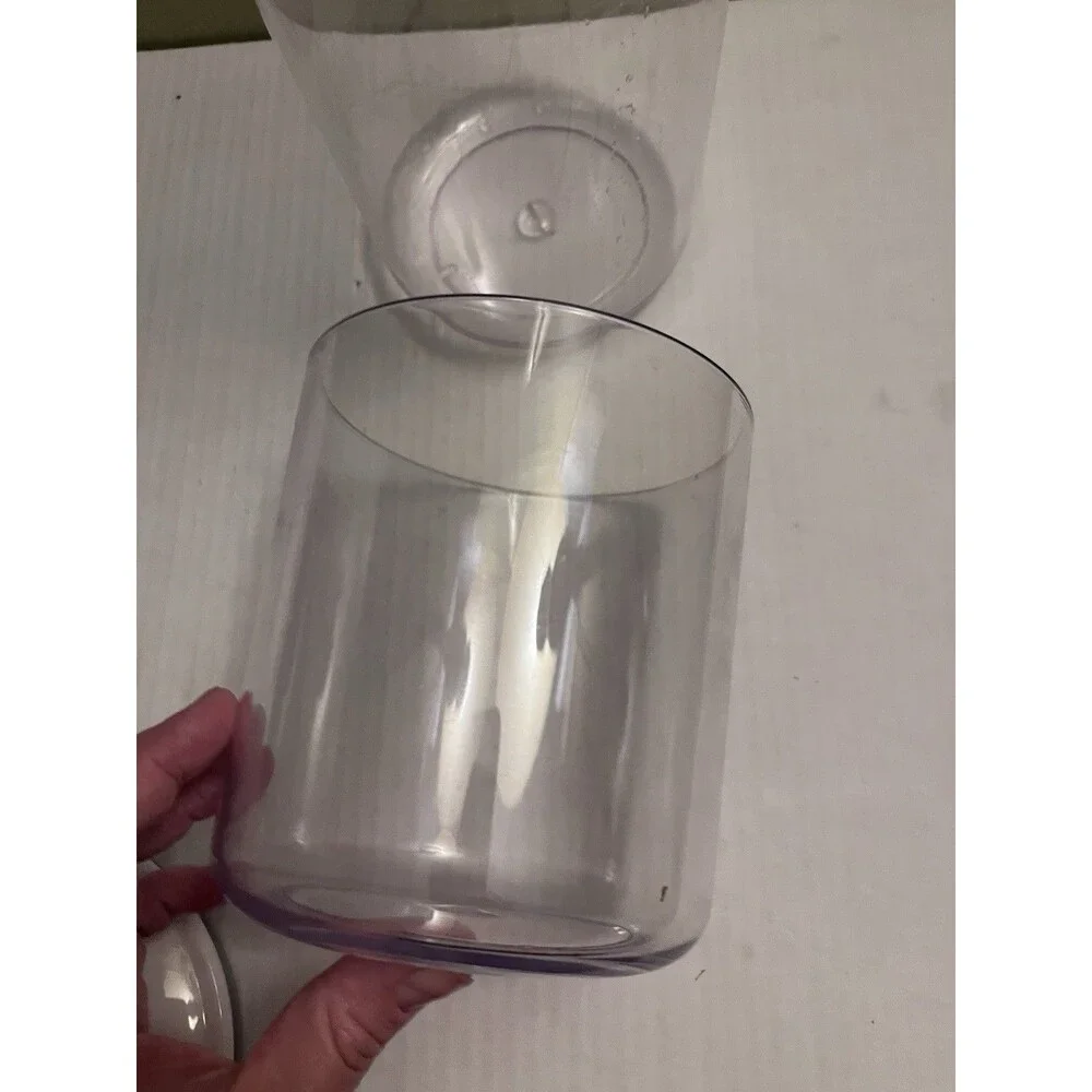 Two Clear FoodSaver Snail Vacuum Seal Canisters Containers Tall Short Extra Lid